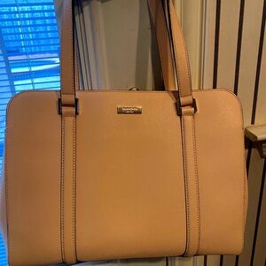 Kate Spade Peach Pink Textured Leather ‘“Miles” Carryall Satchel